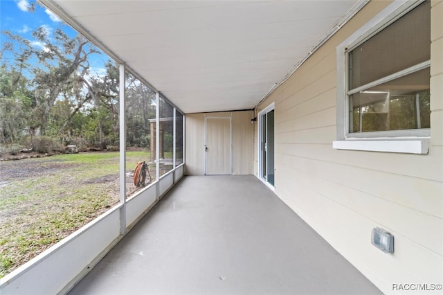 view of unfurnished sunroom