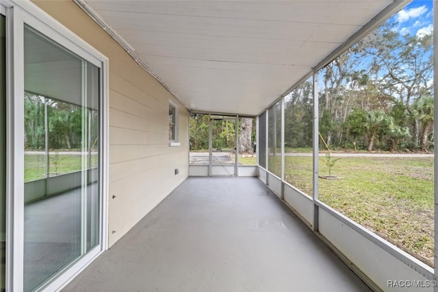 view of unfurnished sunroom