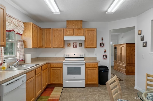 kitchen with white appliances and sink