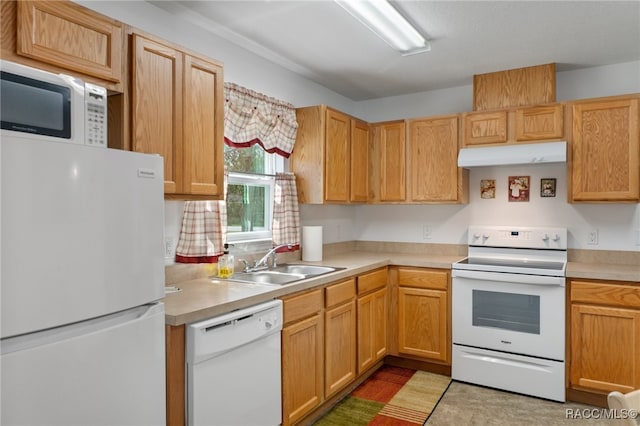 kitchen with white appliances and sink