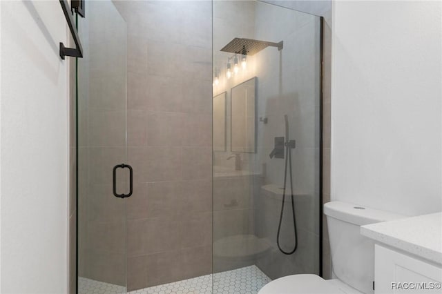 1083 W Cary Dr, Citrus Springs, FL 34434 - bathroom with a shower stall, toilet, and vanity