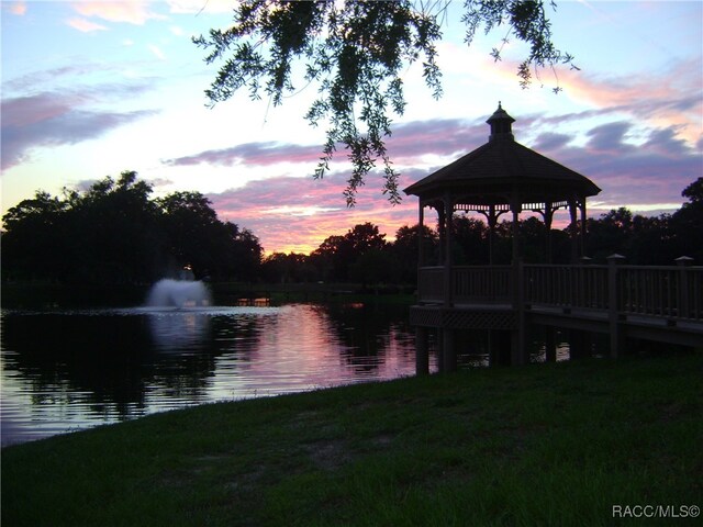 water view featuring a gazebo