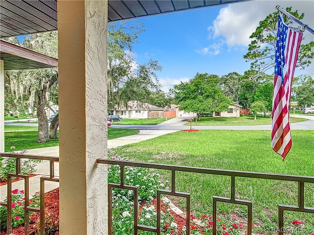 view of yard with a porch