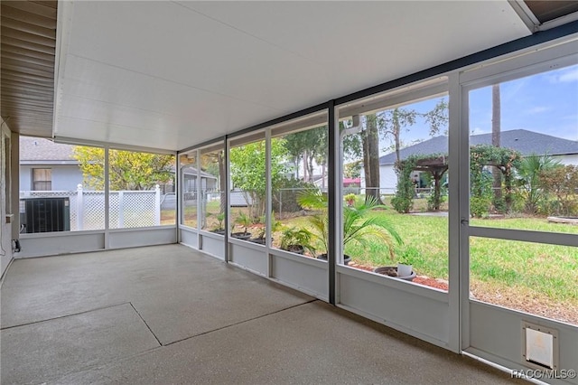 view of unfurnished sunroom