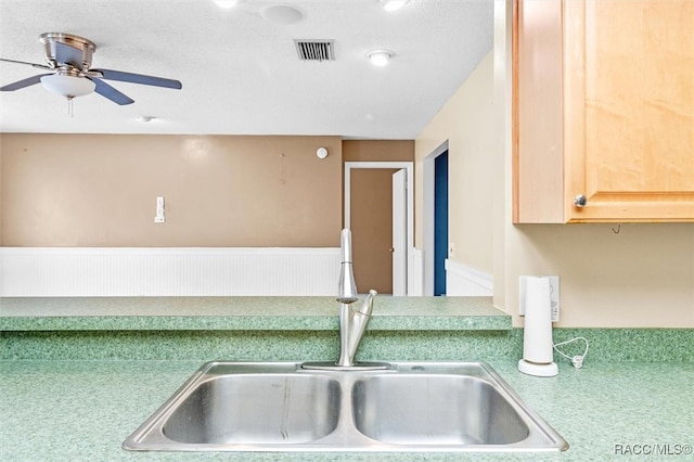 kitchen featuring sink and light brown cabinets