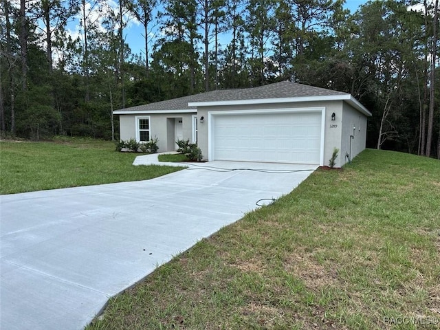 3289 W Camilo Dr, Dunnellon, FL 34433 - ranch-style house with stucco siding, concrete driveway, and a front yard