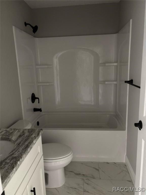 3289 W Camilo Dr, Dunnellon, FL 34433 - bathroom with vanity, shower / bath combination, and marble finish floors