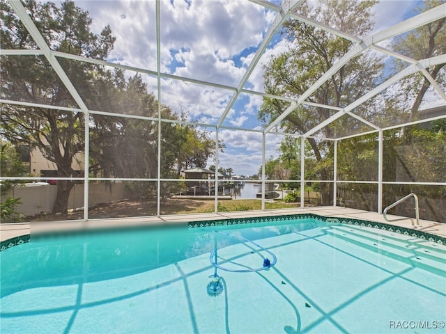 pool featuring a lanai