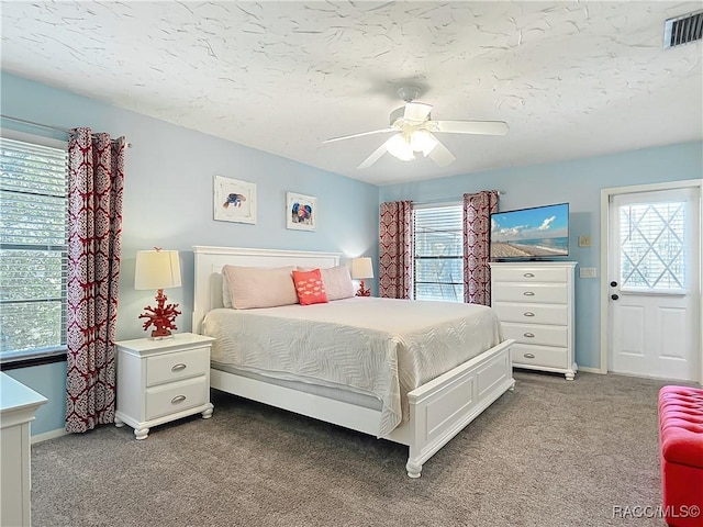 857 N Palm Springs Ter, Crystal River, FL 34429 - bedroom with carpet floors, baseboards, a ceiling fan, and a textured ceiling
