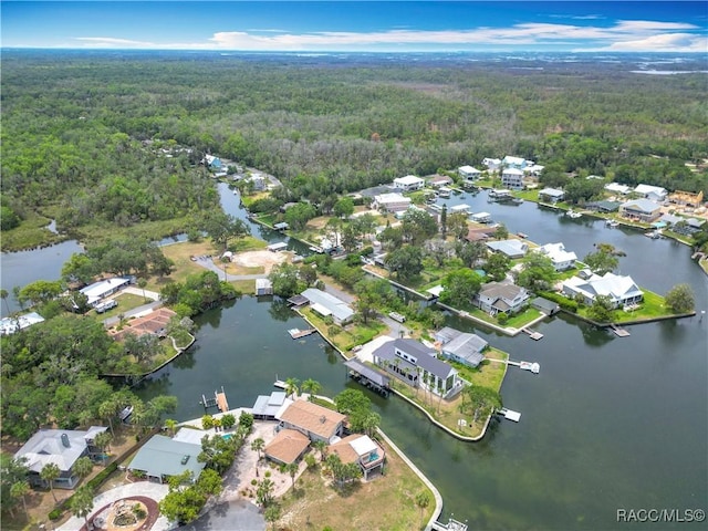857 N Palm Springs Ter, Crystal River, FL 34429 - aerial view of property's location with a heavily wooded area, a large body of water, and nearby suburban area