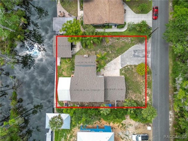 857 N Palm Springs Ter, Crystal River, FL 34429 - aerial view of property and surrounding area featuring property boundaries highlighted