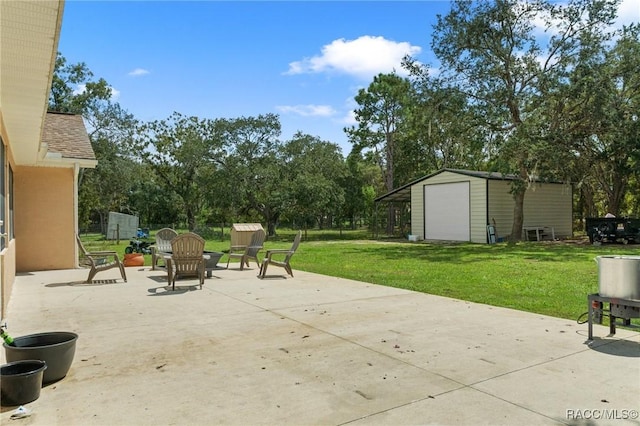 view of patio / terrace with a storage unit