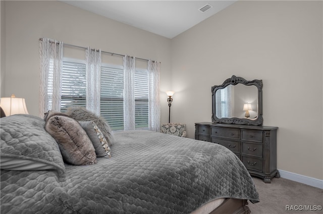 carpeted bedroom with multiple windows