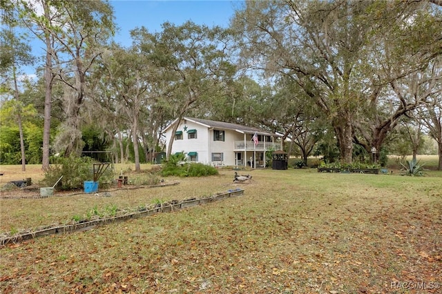 view of yard with a deck