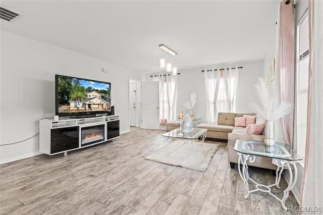 living room featuring wood-type flooring