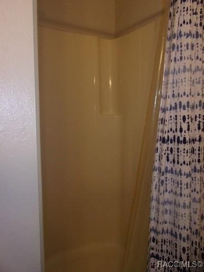 interior details featuring a shower with curtain