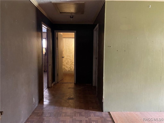 corridor with crown molding