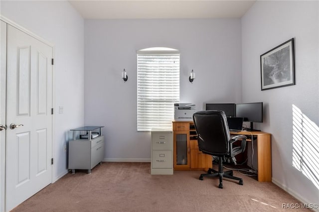 view of carpeted office space