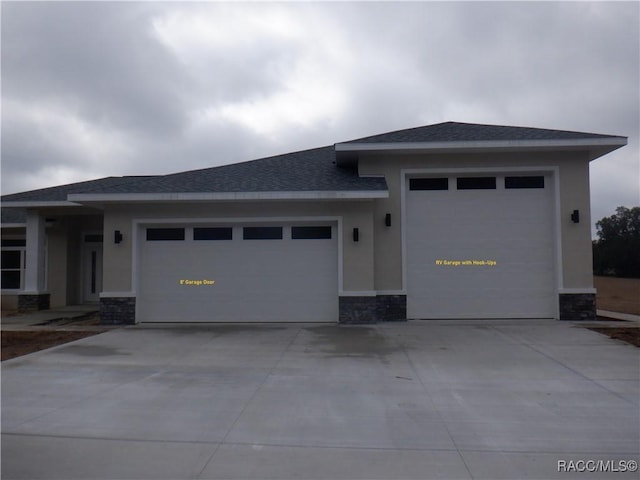 prairie-style home with a garage