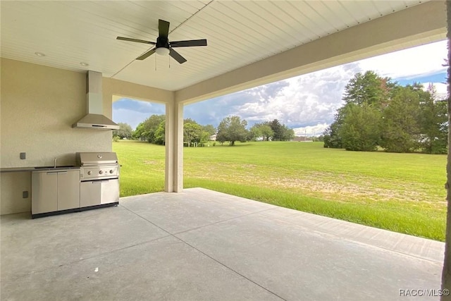 786 E Dunbar Ln, Hernando, FL 34442 - view of patio / terrace featuring a ceiling fan and grilling area