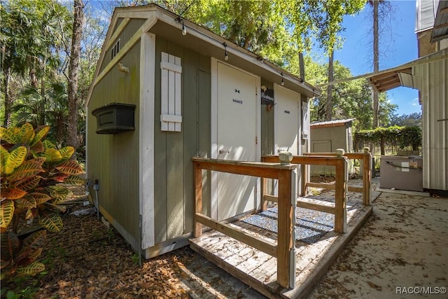 view of shed