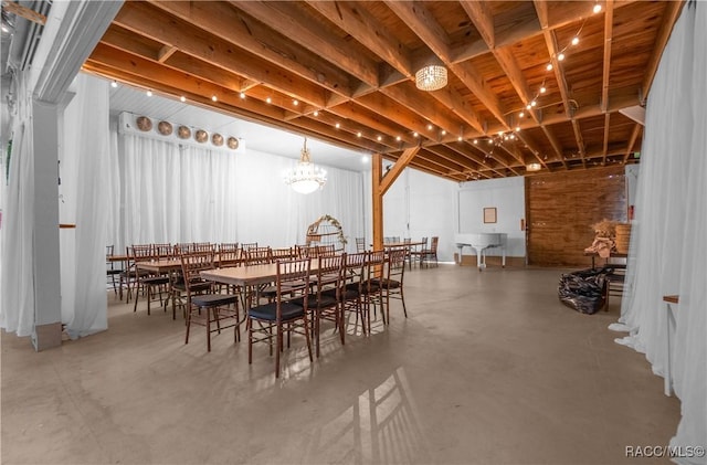 dining area with concrete floors