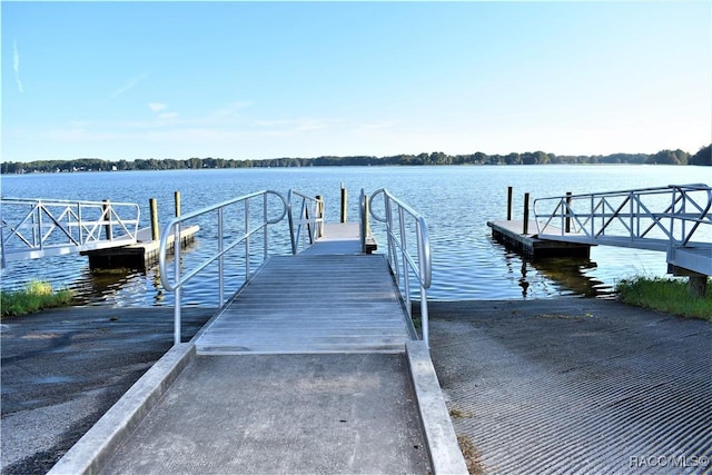 view of dock featuring a water view