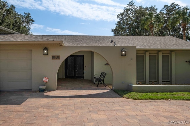 entrance to property with a garage