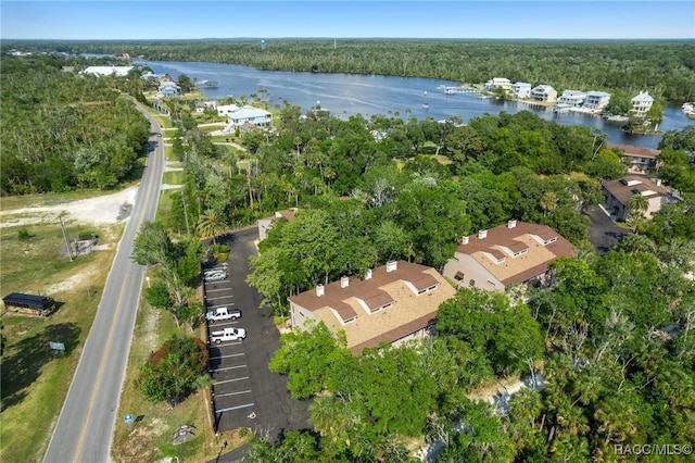 bird's eye view featuring a water view