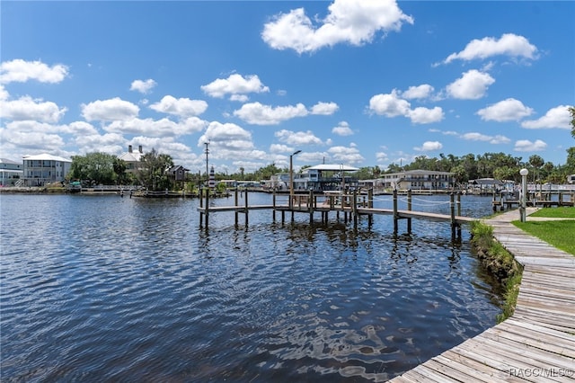 view of dock featuring a water view