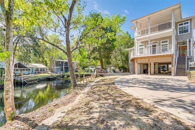 exterior space featuring a water view