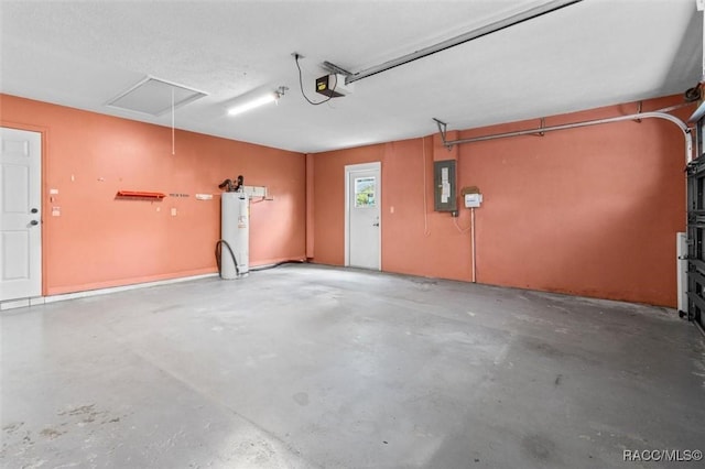 25 Redbay Ct W, Homosassa, FL 34446 - garage with gas water heater, a garage door opener, and electric panel