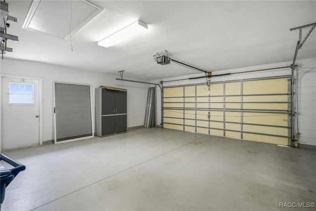 garage with a garage door opener