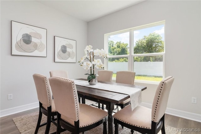 dining area featuring wood-type flooring