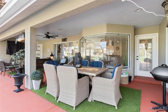 view of patio with ceiling fan