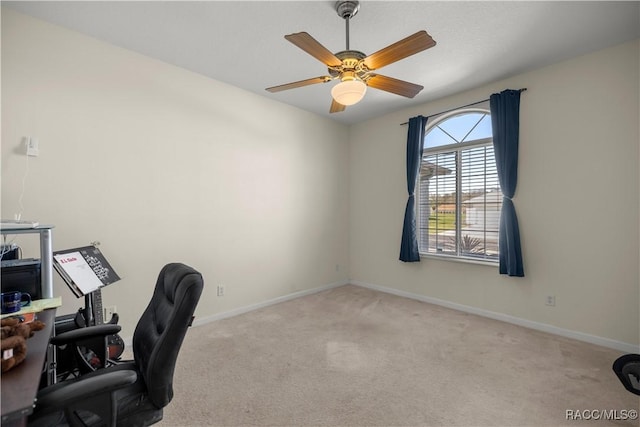 2083 NW 57th Ct, Ocala, FL 34482 - unfurnished office with carpet flooring, ceiling fan, and baseboards