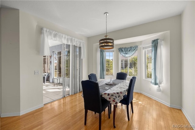 2083 NW 57th Ct, Ocala, FL 34482 - dining space with light wood-style floors, baseboards, and a notable chandelier