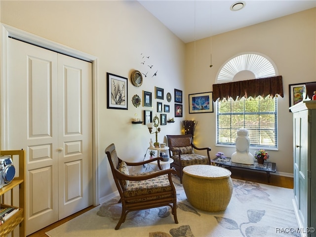 living area with light wood-type flooring