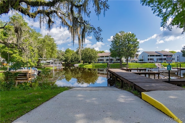 view of dock featuring a water view