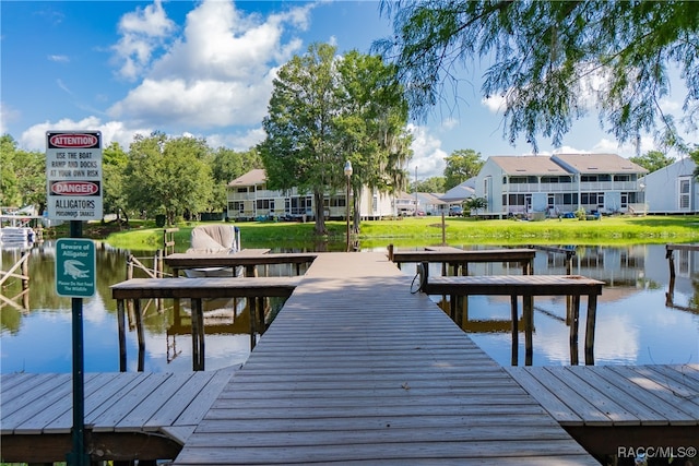 dock area featuring a water view