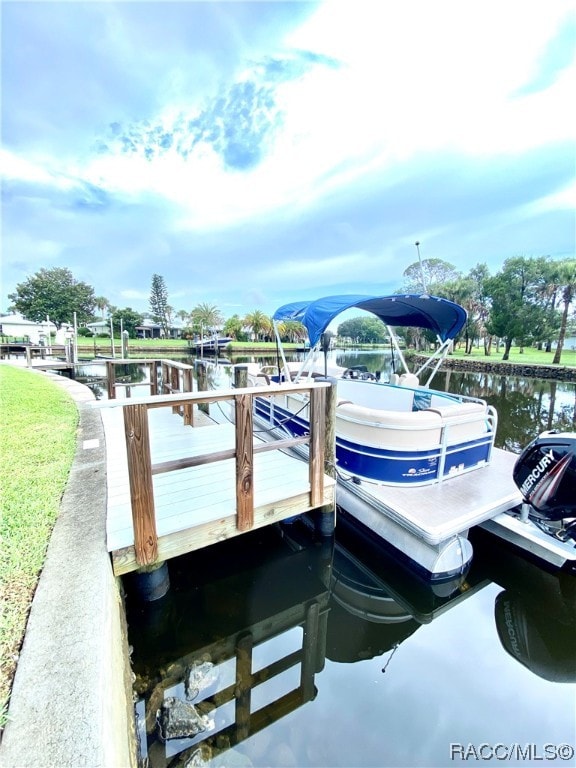 view of dock featuring a water view