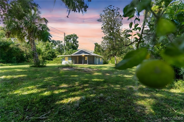 view of yard at dusk