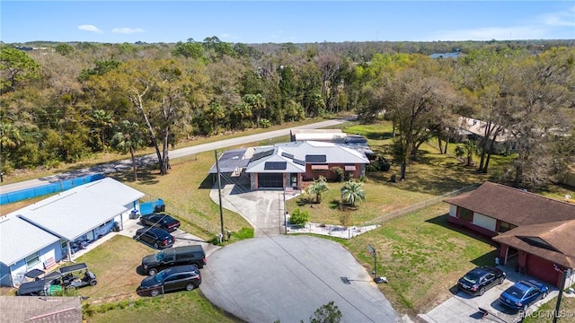 aerial view with a wooded view