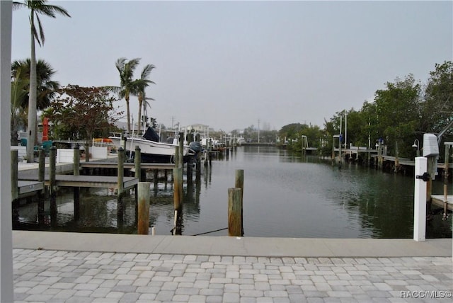 view of dock featuring a water view