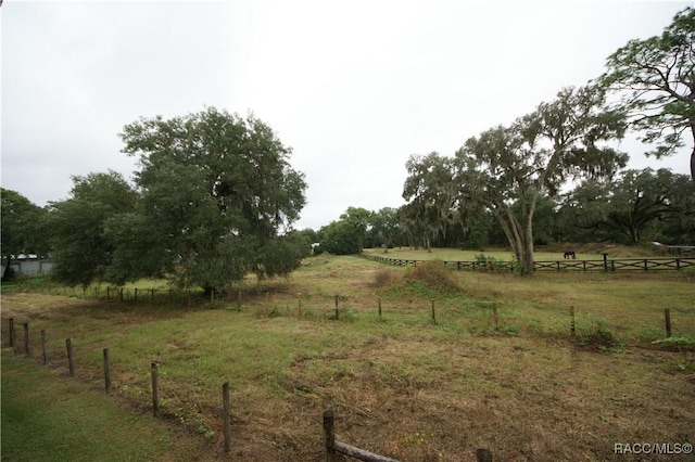 view of yard with a rural view