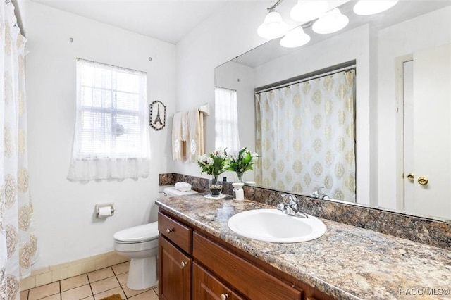 bathroom featuring tile patterned floors, toilet, and vanity