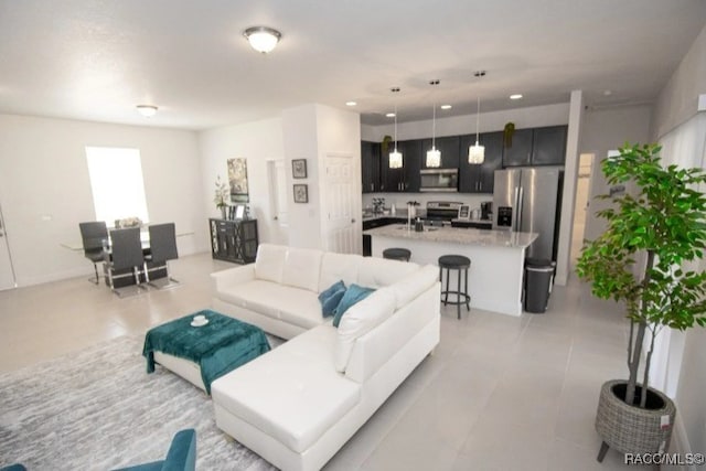 view of tiled living room