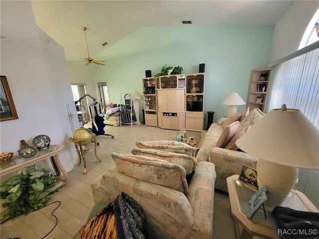 322 N Turkey Pine Loop, Lecanto, FL 34461 - living area with ceiling fan and high vaulted ceiling