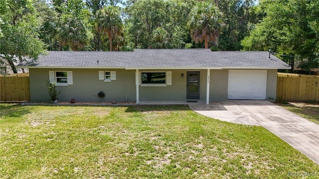 3410 N Bay Ave, Crystal River, FL 34428 - single story home with stucco siding, a garage, concrete driveway, and a porch