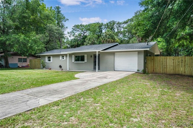 3410 N Bay Ave, Crystal River, FL 34428 - single story home featuring a garage, driveway, stucco siding, and a shingled roof